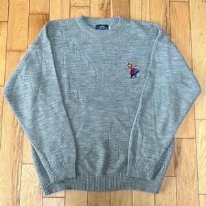 Vintage Golf Jantzen Gray Embroidered Sweater Size Large‎